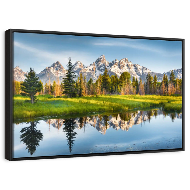 Grand Teton Reflection, 46 po x 31 po, Cadre flottant noir