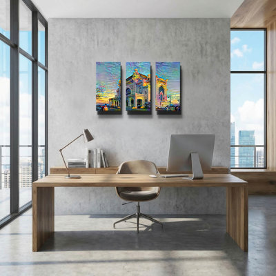 'Romania Constanta Casino' By Pedro Gavidia Triptych Wall Art, 36" x 24"