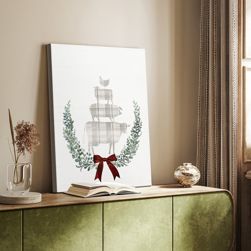 Yuletide Animals I -Custom Wrapped Gallery Cavas, 18" H x 12" W