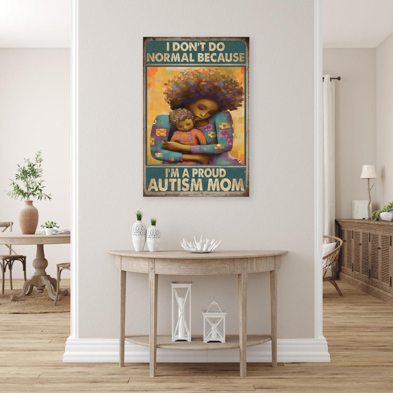 Im Im Proud Autism Mom - 1 pièce, impression rectangulaire Im A Proud Autism Mom sur toile, H 36 po x l 24 po x P 1,25 po