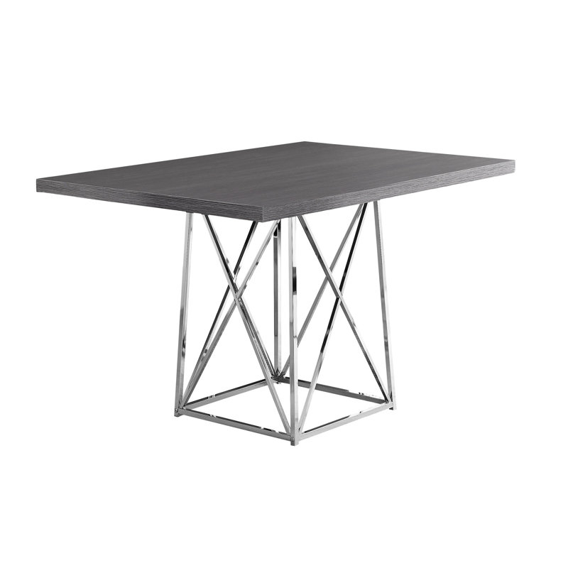 Table de salle à manger Damia, rectangulaire, 48 po, petite, cuisine, salle à manger, métal, stratifié, chrome, Gris