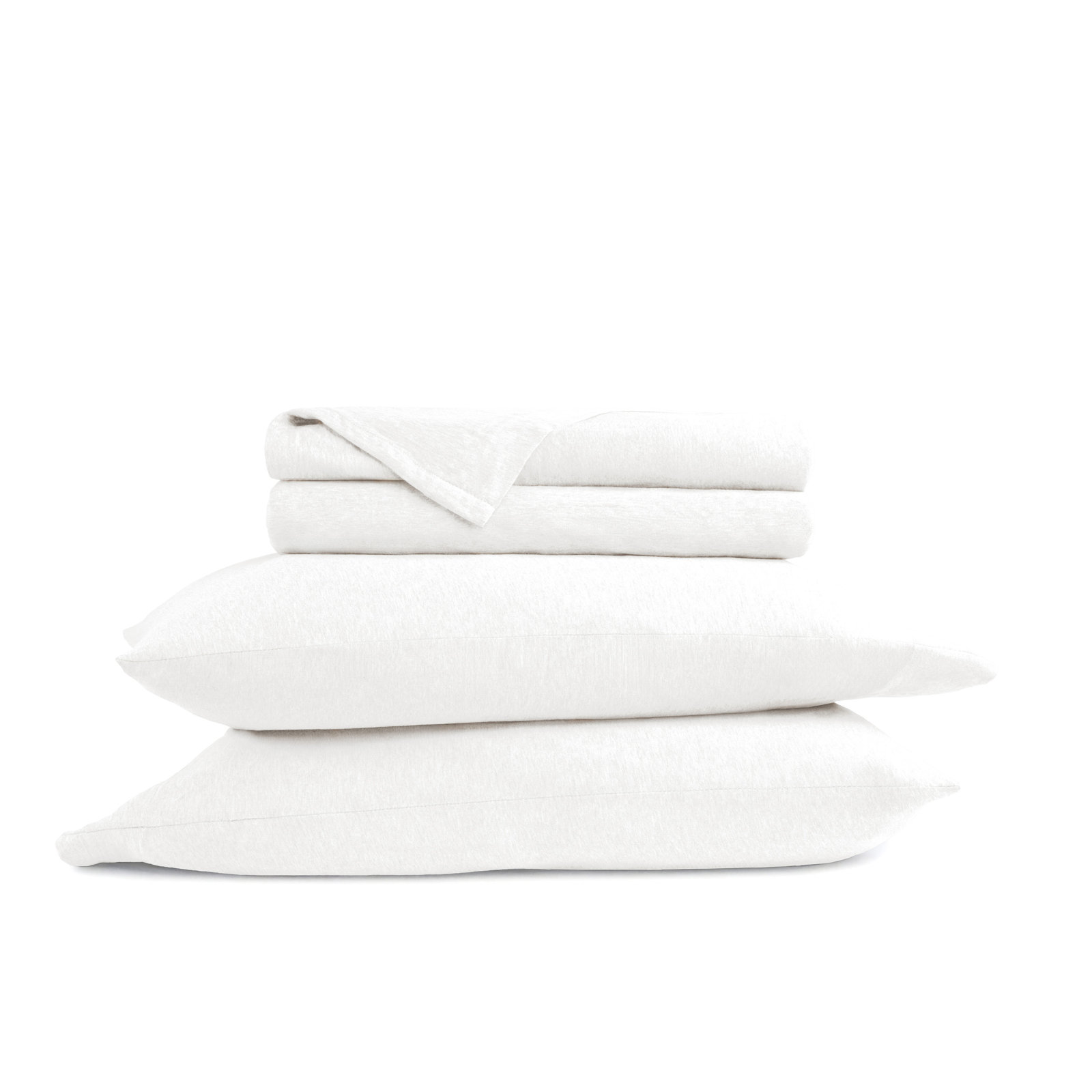 Cotton Sheet Set, White, Queen Sheet Set + 1 Fitted Sheet + 2 Pillowcases