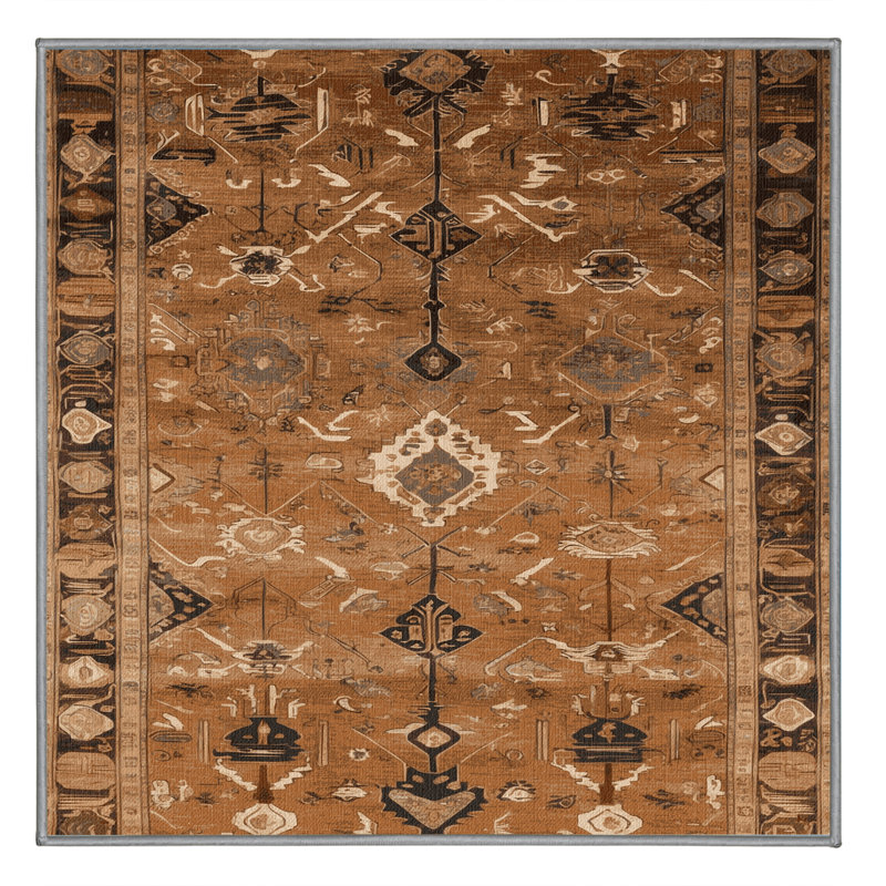 Tapis brun lavable à la machine, Carré 3 pi