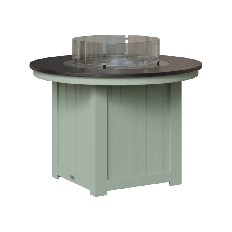 Foyer de table rond Berlin Donoma, H 37 po x l 44 po x P 44 po, Plateau martelé noir avec base écume de mer