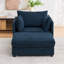 Très grand fauteuil d'appoint en chenille surdimensionné à assise profonde, méridienne rembourrée, repose-pieds avec rangement assorti et trois coussins décoratifs, parfait pour un appartement, une chambre à coucher ou un salon-559964522