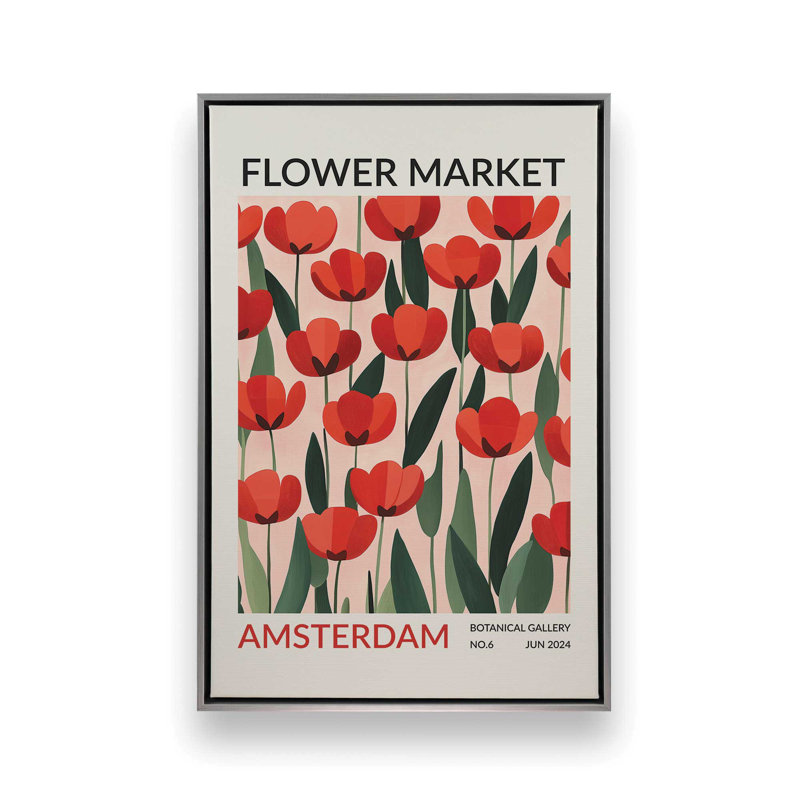 Amsterdam Flower Market I, Cadre flottant en chrome poli, H 36,75 po x l 24,75 po