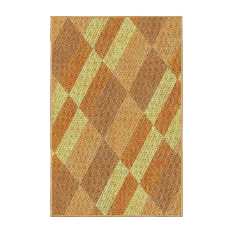 Tapis brun clair à motifs/orange Lakeville, Rectangle 5 pi x 7 pi