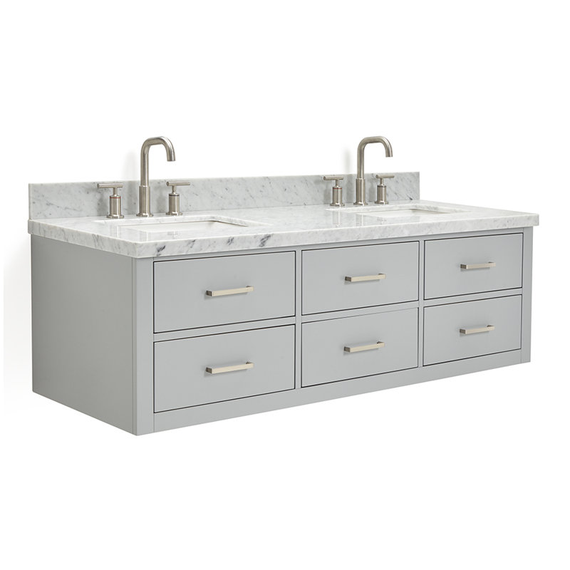 73'' W Double Vanity, Gray, Brushed Nickel, 61"