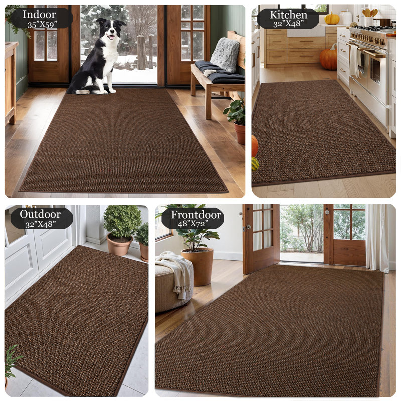 Tapis d'entrée antidérapant haut de gamme Premium, L 32 po x L 48 po, Brun
