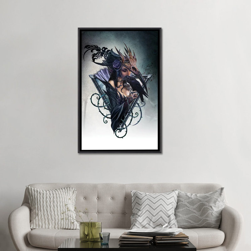 Corvus Arcanum, 48" H x 32" W x 1.5" D, Distressed Black Floater Framed Canvas, No Mat