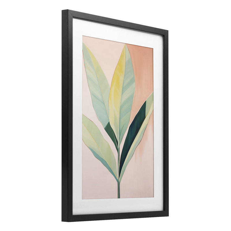 «Tropical Pastel Plant Palms», reproduction sous verre encadrée, design par Sissi et Seb, H 20 po x l 14 po