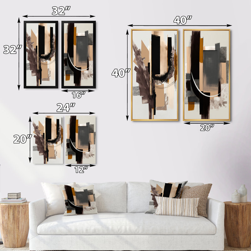 «Warm Watercolor Abstract», 2 pièces sur toile, H 40 po x l 40 po, Toile tendue