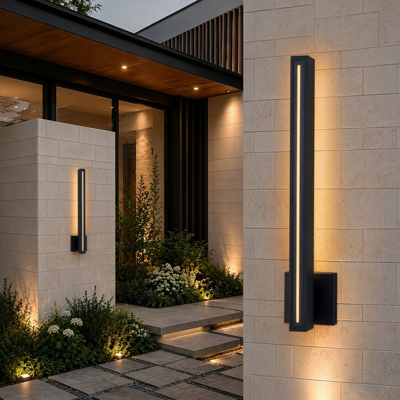 24" Modern LED Outdoor Wall Sconce, Warm Light Up & Down