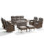 Ensemble de conversation extérieur en osier de 10 pièces avec foyer, canapé, fauteuils pivotants et poufs-911325477-958054226
