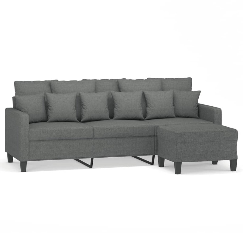 Canapé avec fauteuil et repose-pieds, 100 % polyester gris anthracite