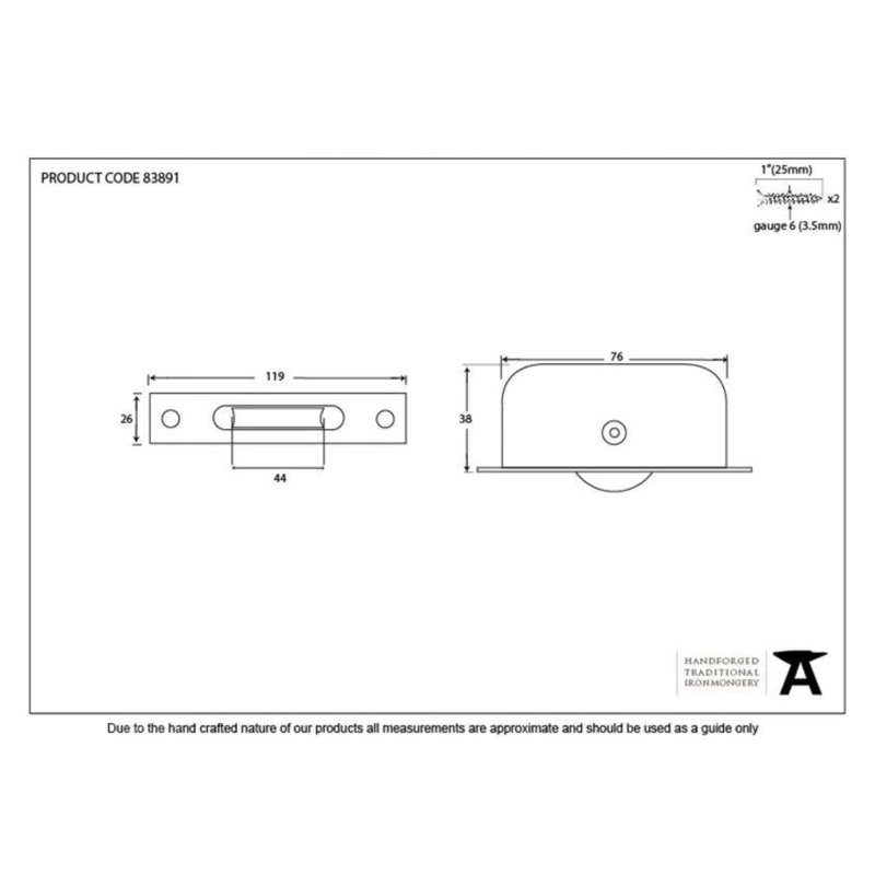 Sash Pulley Door Accessory, Lacquered Brass