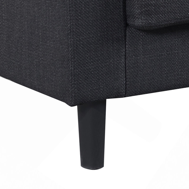 Sectional Sofa, Combo Totally KD 3-Seater Sofa With Storage Ottoman Stool For Living Room Apartment And Bedroom, Dark Gray