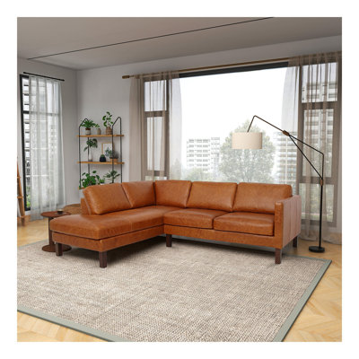 Juno Sectional Left Waxy Cognac Leather Sofa