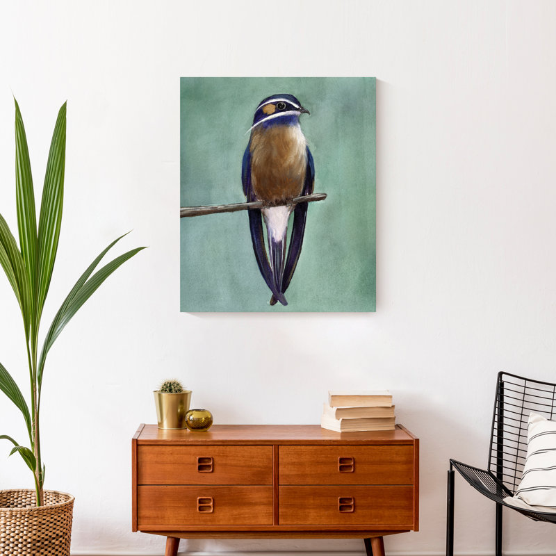 Oiseau sur une branche - Peinture sur toile, Toile tendue, H 24 po x l 20 po x P 1,25 po