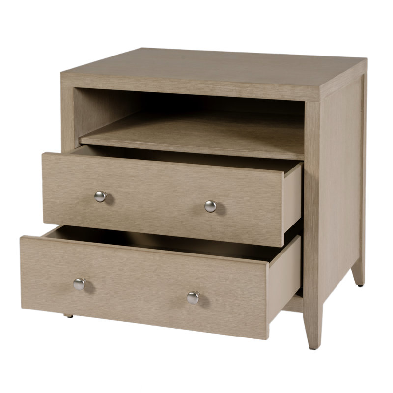 Table de chevet rectangulaire à 2 tiroirs en bois l 28 po Pettitt, taupe, Taupe