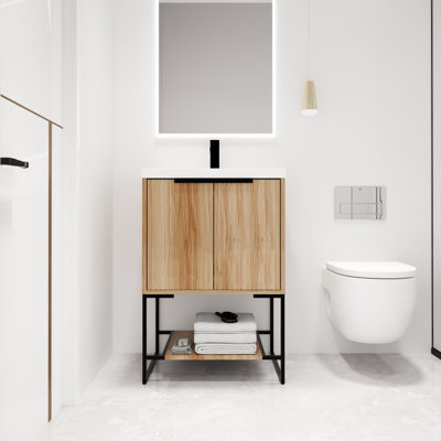 Meuble-lavabo autoportant à simple cuve 24 po Aibne