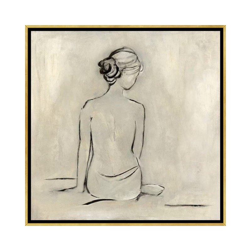 «Bather I» par Sally Swatland - impression d'art graphique, Cadre doré, Pas de tapis, H 26 po x l 26 po x P 1,5 po
