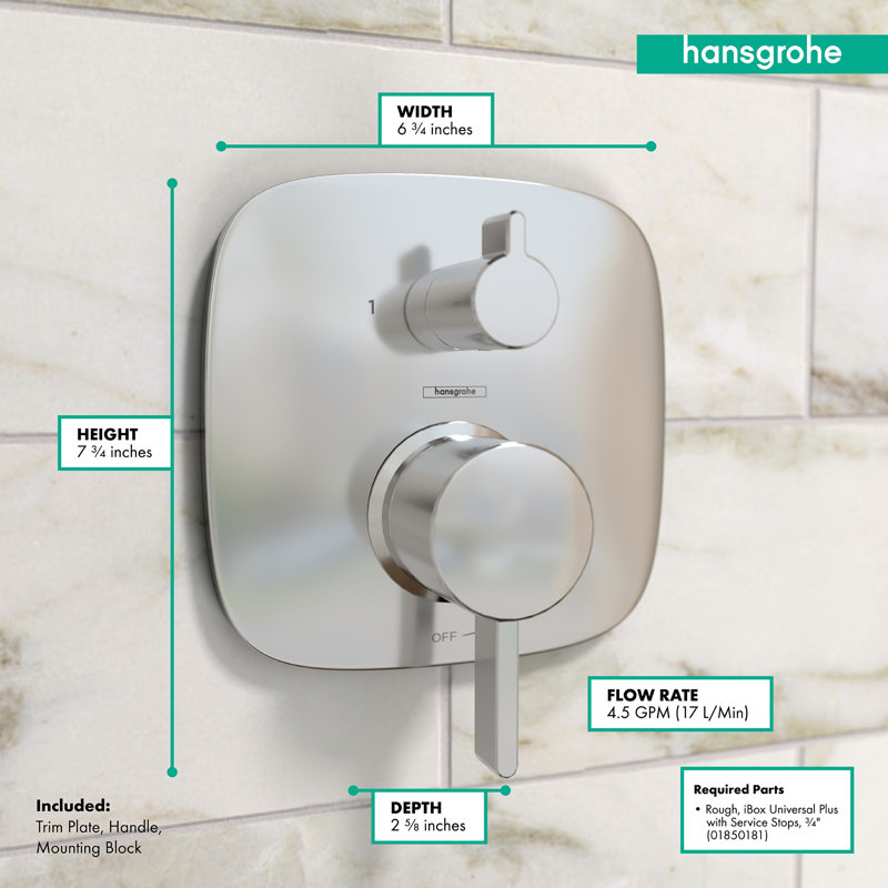 Ecostat Modern Pressure Shower Faucet Trim, Chrome