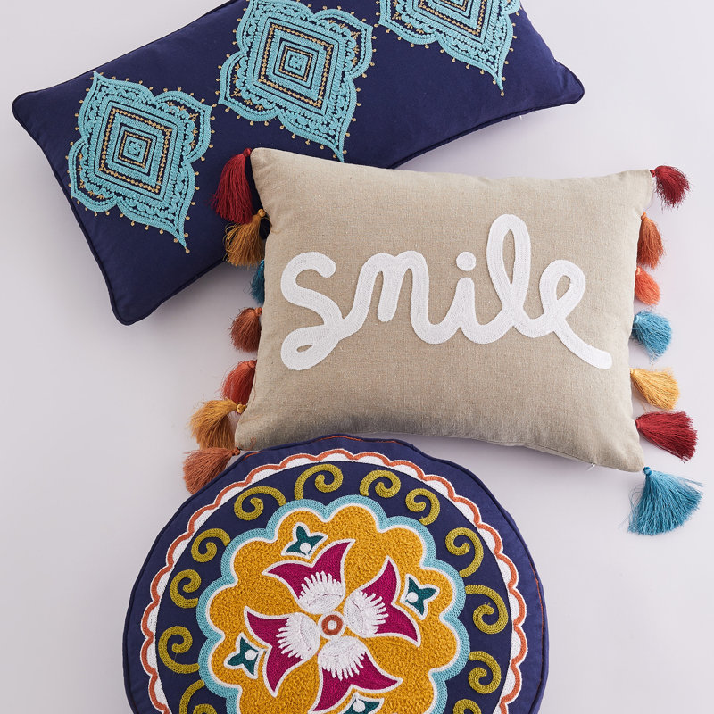 Coussin rond brodé Amélie