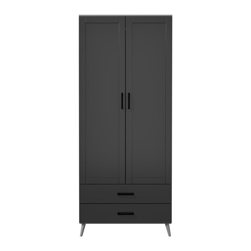 Bosse Solid Wood Wardrobe, Grey Black