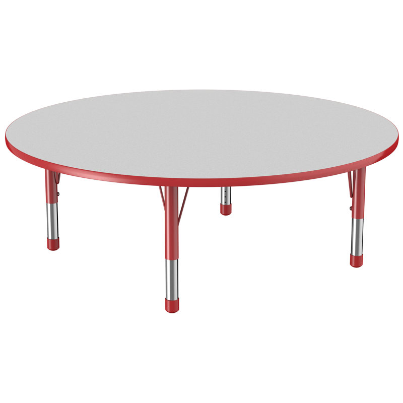Table ronde à hauteur réglable, Épais, Gris / rouge, H 24 po x L 60 po x l 60 po