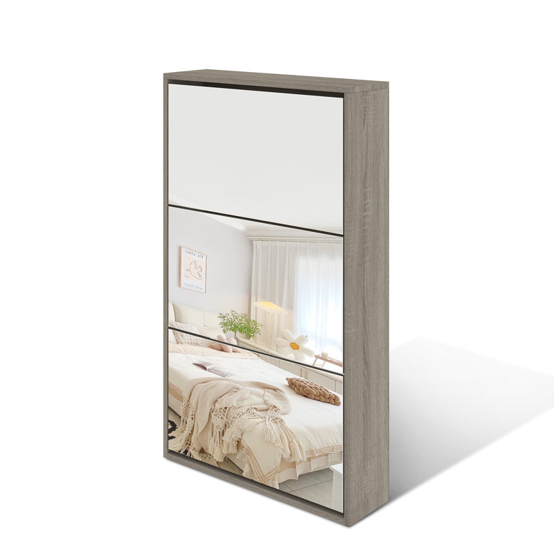 12 Pair Shoe Storage Cabinet, Gray