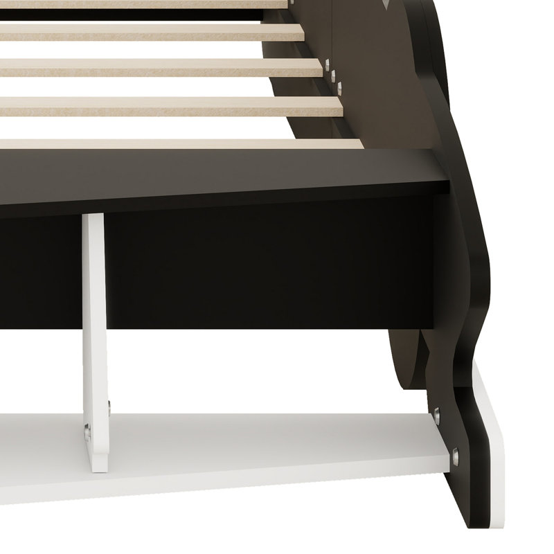 Lit plateforme Race Car, roues incluses, Noir