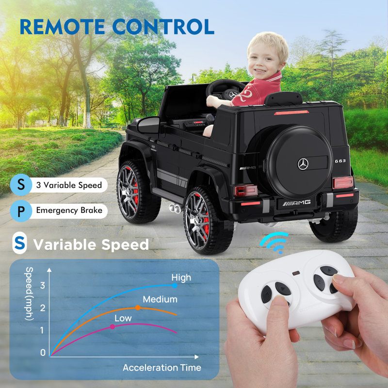 Black 12V Mercedes-Benz G63 Ride-On Car with Remote Control