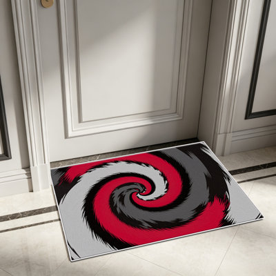 Tapis rouge / noir en spirale de 1 pièce, élégant tapis décoratif polyvalent, facile à nettoyer et à entretenir, pièce de mobilier idéale pour la chambre à coucher, le salon, le couloir, le vestibule, le dortoir et le bureau afin de rafraîchir l'ambiance intérieure de votre maison