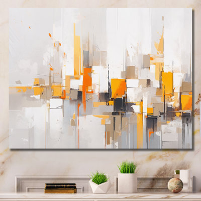 «Gray Yellow Symmetometric Abstract», reproduction sur toile