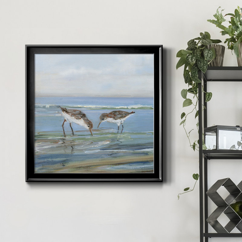 Seabird Beach II - peinture sur toile encadrée, H 34,5 po x l 34,5 po x P 1,5 po, Toile avec cadre noir