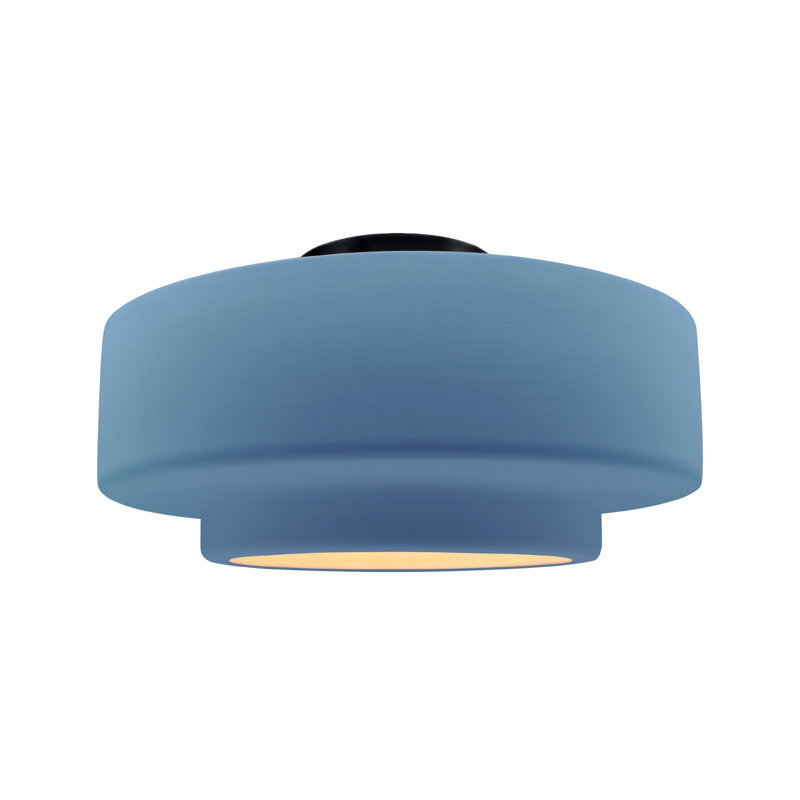 Plafonnier semi-encastré Radiance, H 8 po x l 16,5 po x P 16,5 po, Bleu ciel, Noir mat
