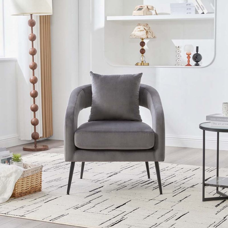 Chaise d'appoint rembourrée en velours, Gris anthracite