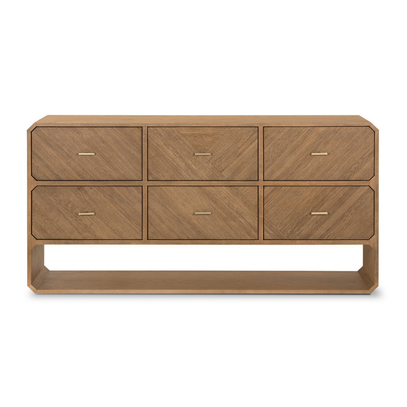 Commode 6 tiroirs l 60 po, Brun