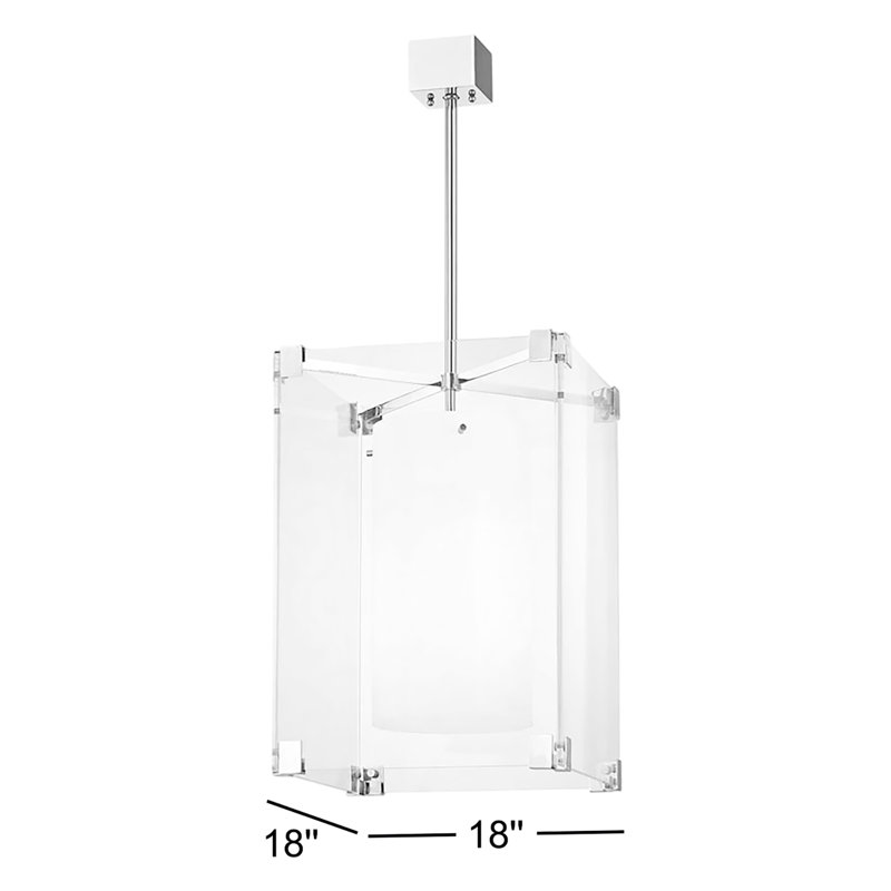 Lustre rectangulaire à 3 lumières Achilles, Nickel poli