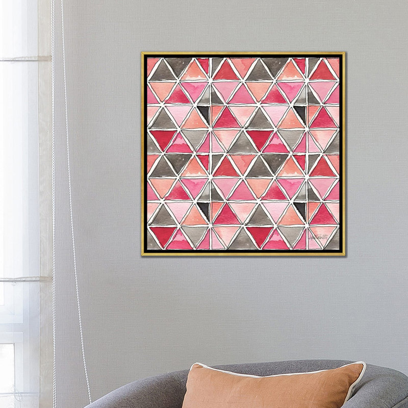 « chic accents pattern », art, H 26 po x l 26 po x P 1,5 po, Toile encadrée d'or