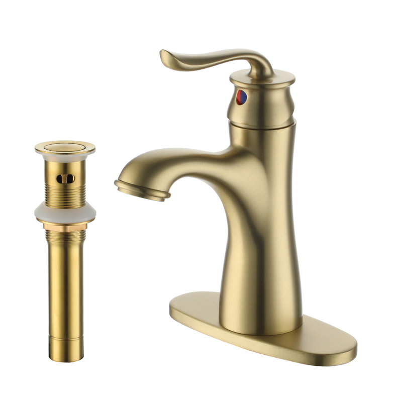 Single-handle Bathroom Faucet with Drain Assembly, Brushed Gold
