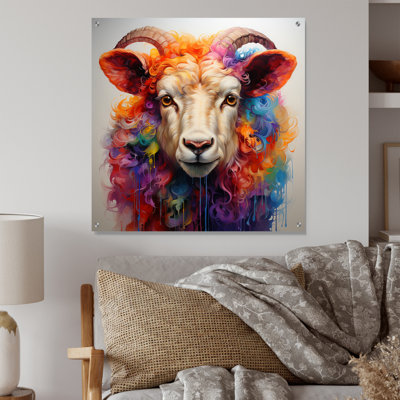 Molleton coloré coloré, art mural acrylique mouton III