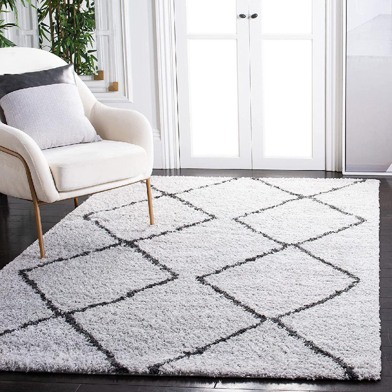 Tapis géométrique Prager Shag 500 Performance, Rectangulaire 4 pi 5 po x 6 pi 5 po
