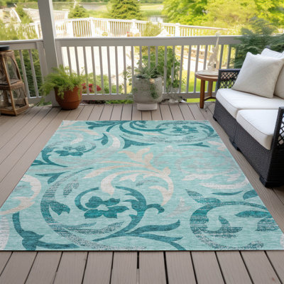 Washable Floral Indoor / Outdoor Rug