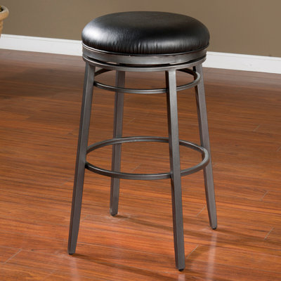 Silvano Swivel Upholstered Faux Leather Counter Stool with Steel Frame