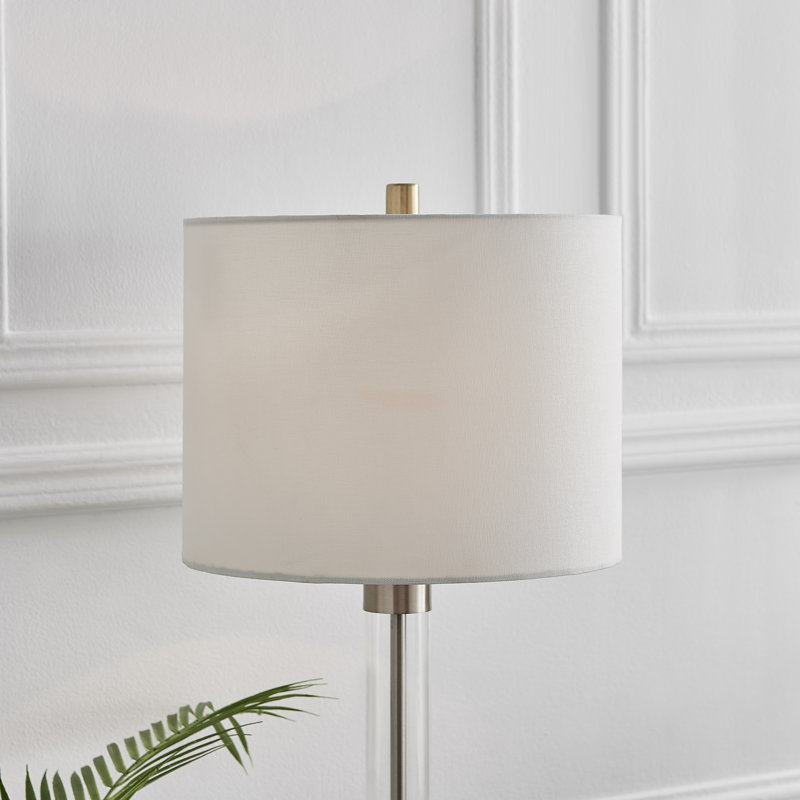 Aneko Chic Metal and Glass Effect Table Lamp or Bedside Light (Bulb Included), White