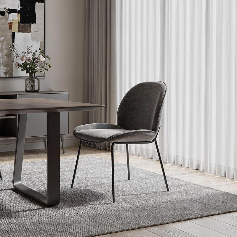 Chaise de salle à manger en tissu noir et gris, Noir