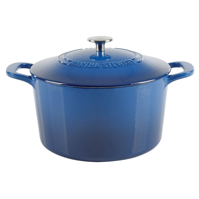 Martha Stewart Gatwick 7 qt. Cast Iron Round Dutch Oven with Lid, Classic Blue