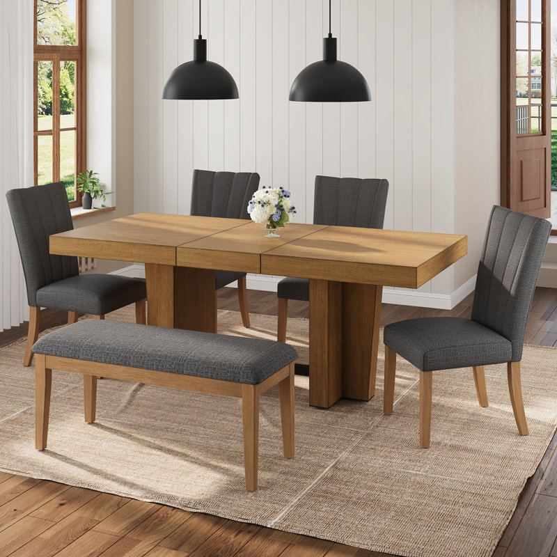 6 - Piece Extendable Dining Set, Gray, Brown